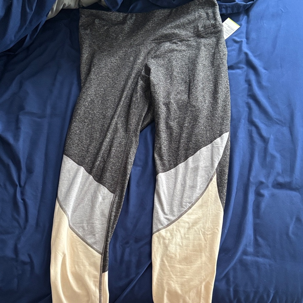 Gray and Pink Colorblock Warm Leggings